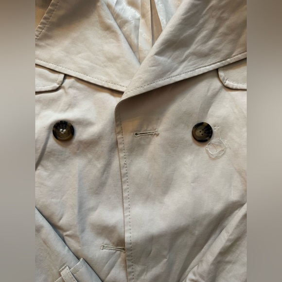 DKNY Cotton Blend Double-Breasted Trench Coat - Sand/Beige - XL (removable hood) - Picture 8 of 10